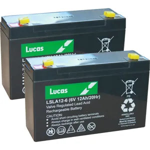 PAIR OF LSLA12-6 LUCAS SLA BATTERY 6V 12AH